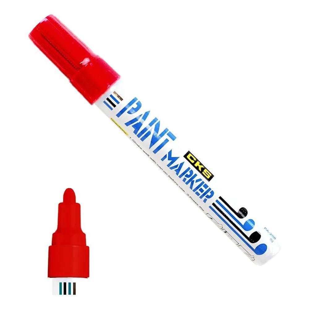 Caneta Permanente Cks: Metal, Vidro, Plástico Vermelho