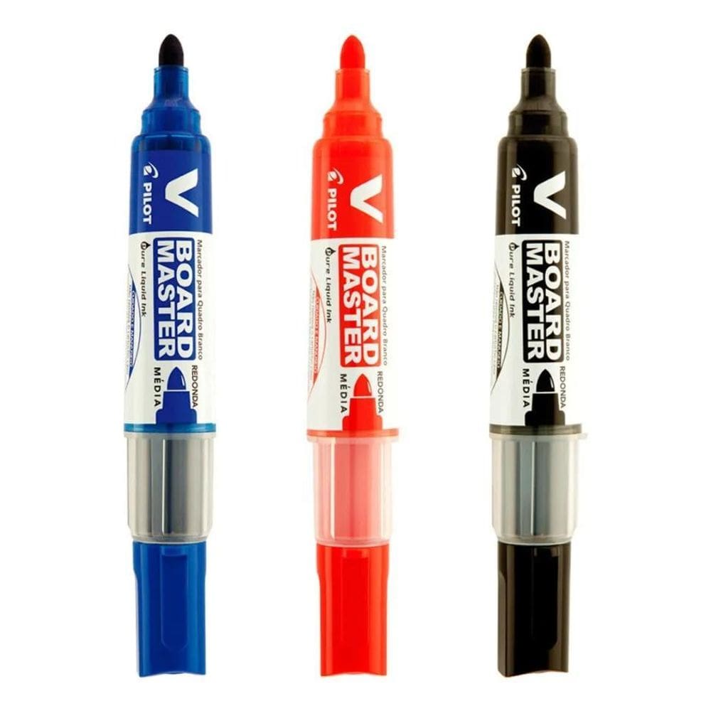 Caneta Lousa Pilot V Board Master Recarregável - Kit 3 Cores