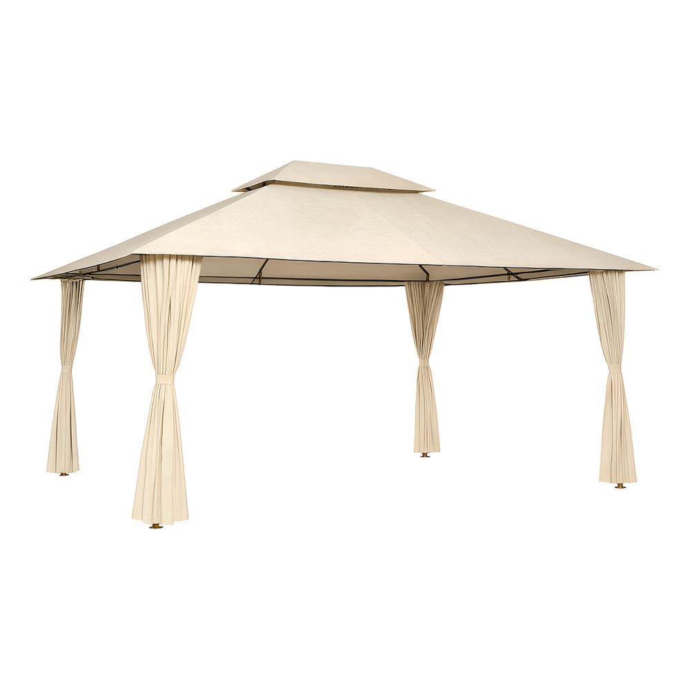 Gazebo Em Aço Com Cortinas Em Poliéster 4x3m - Tenda Malibu Bege