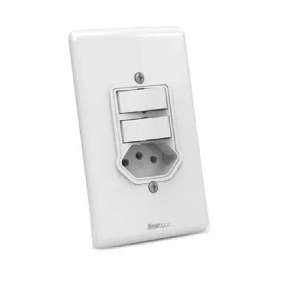 Interruptor 2 Teclas Simples/ + Tomada 10A Enerbras