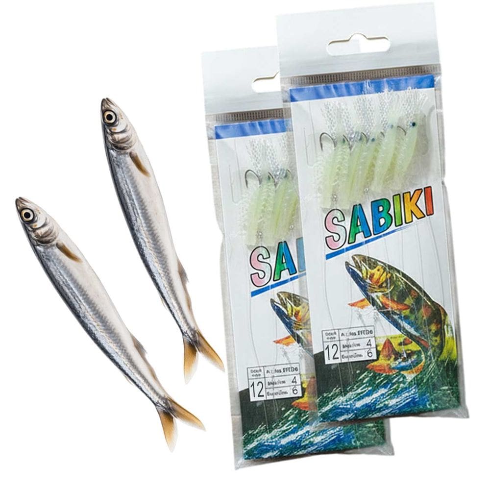 Isca  Camarao  Artificial Pesca Kit 2 Sabiki Anzol 12 Fluorescente Lambari Robalo Tainha Mar Rio Lago Acude Pescaria