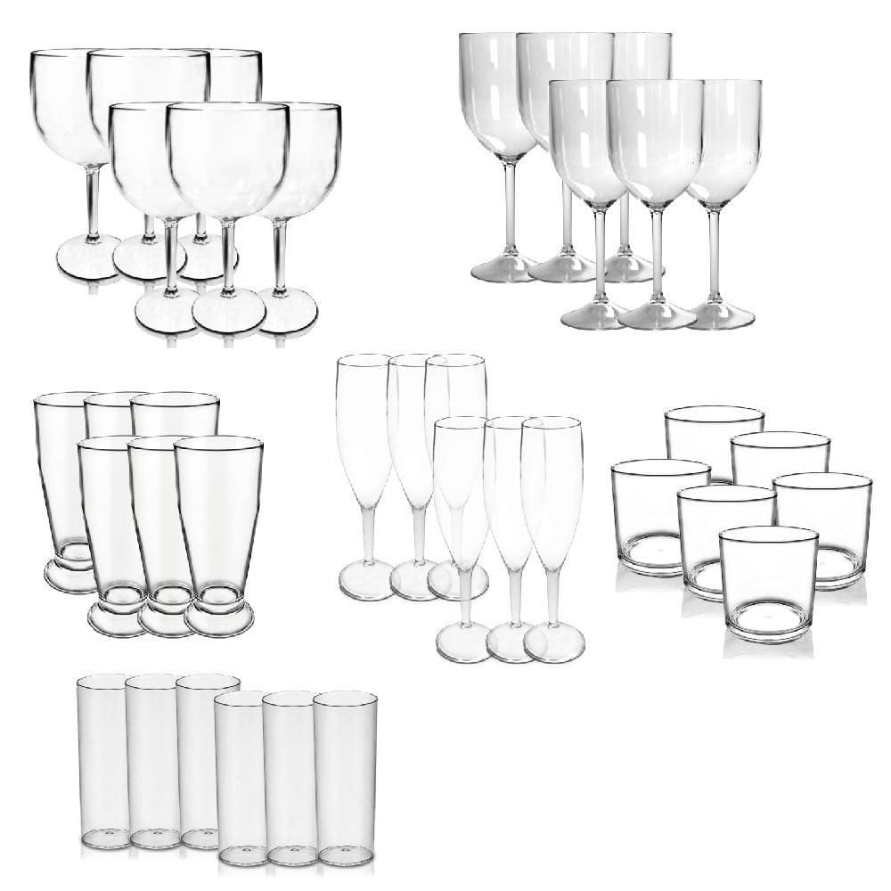 Kit De Copos E Taças Transparentes Krystalon Acrílico