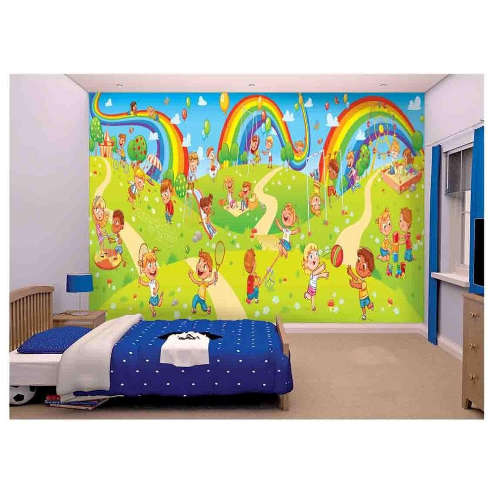 Papel De Parede Infantil Crianças Parquinho  Azs173