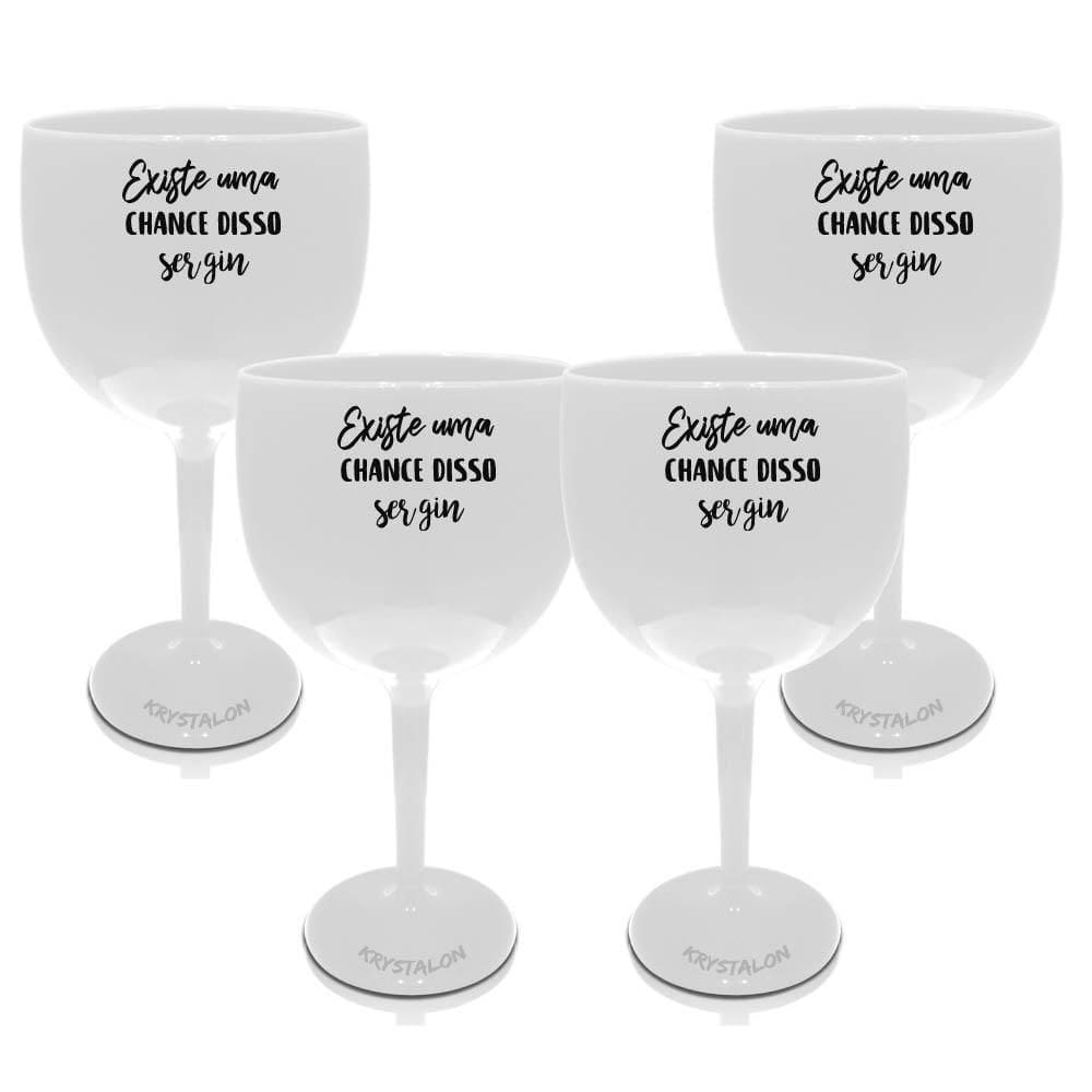 Kit 4 Taças Gin Brancas Acrílico Personalizadas