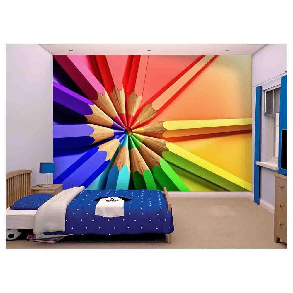 Papel De Parede Infantil Lápis De Cor Escola  Azs194