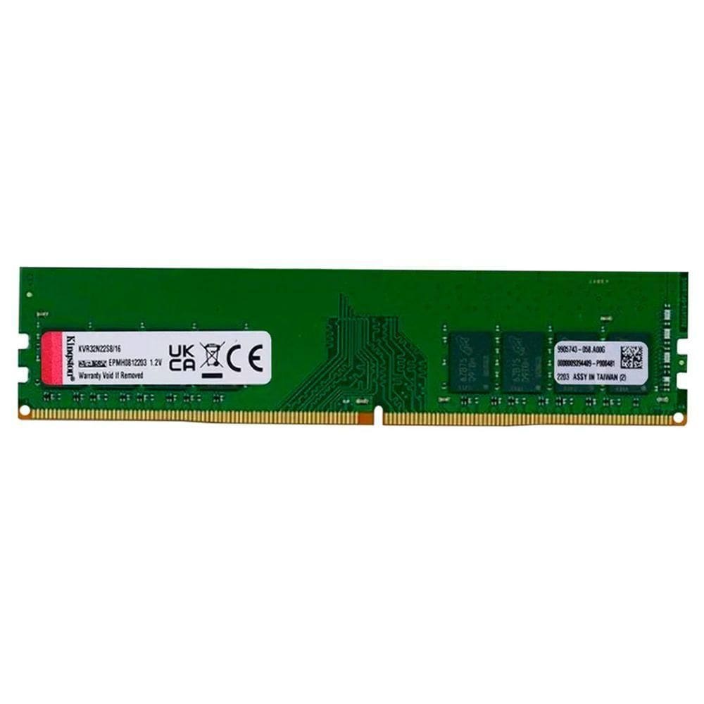 Memória Kingston 16gb Ddr4, 3200mhz, Pc4-25600, 288-pin, 1.2v, Cl22, Udimm - Kvr32n22s8-16