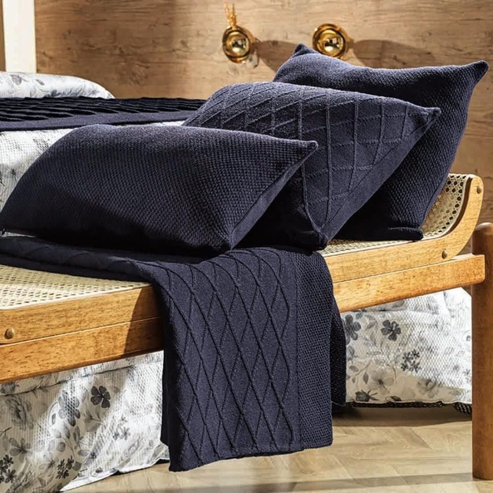 Almofada Tricô 30cm X 50cm Altenburg Domus Azul Náutica