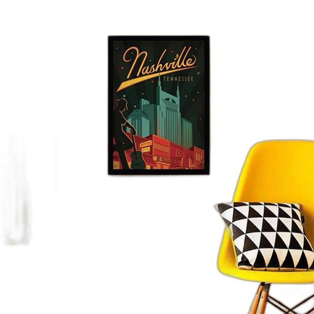 Quadro Decorativo Cartaz Retrô Nashville 34x23cm