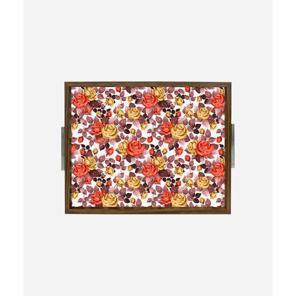 Bandeja Estampada 30X37 - Rosa Dourada