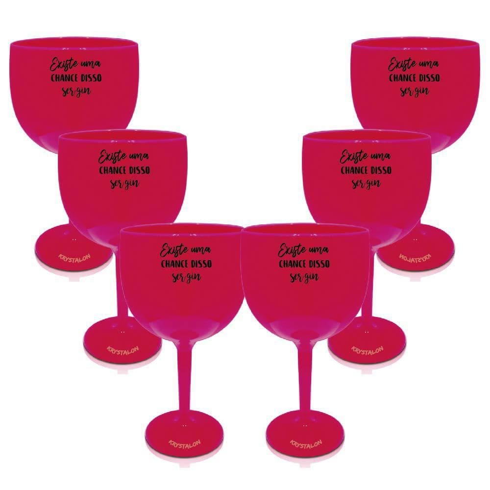 Kit 6 Taças Gin Rosa Acrílico Personalizadas