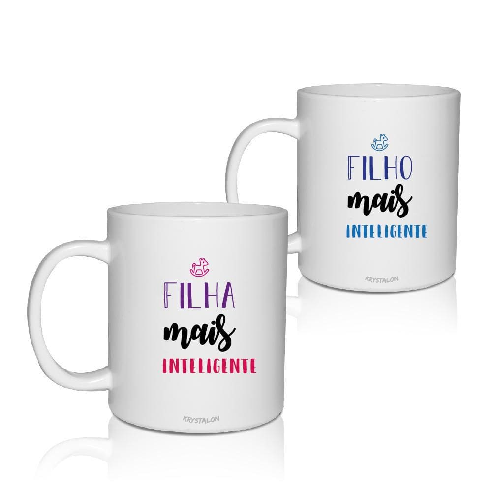 Kit 2 Canecas Brancas Dia Das Crianças Filhos Inteligentes