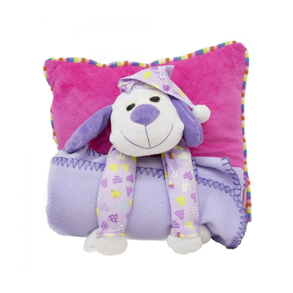 Almofada Cachorro Com Manta Roxo/Pink - Pelúcia
