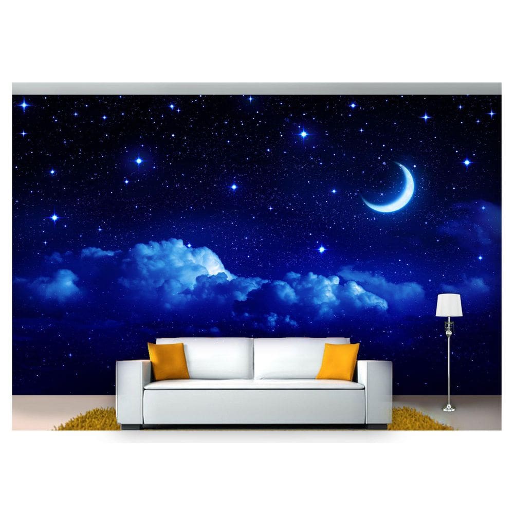 Papel De Parede Lua Noite Nuvens Céu 3D Lua21