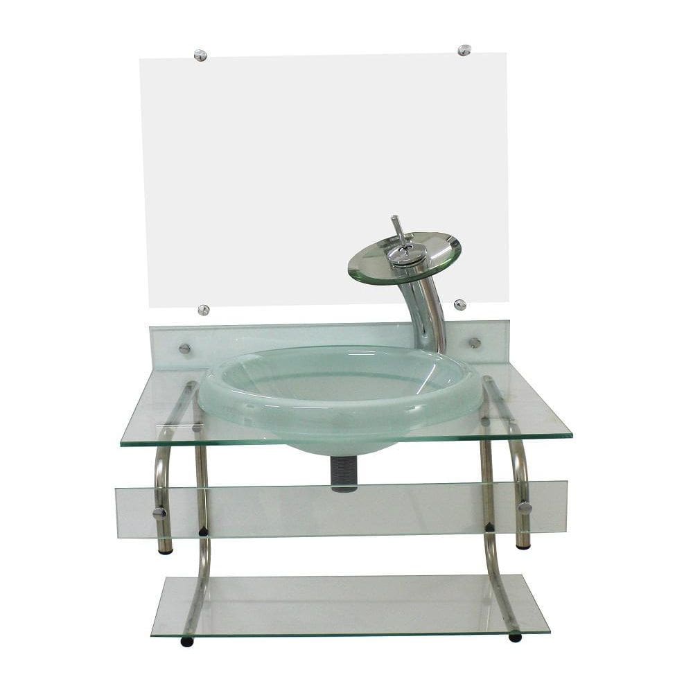 Gabinete De Vidro Para Banheiro Itxx 60Cm Inox + Torneira