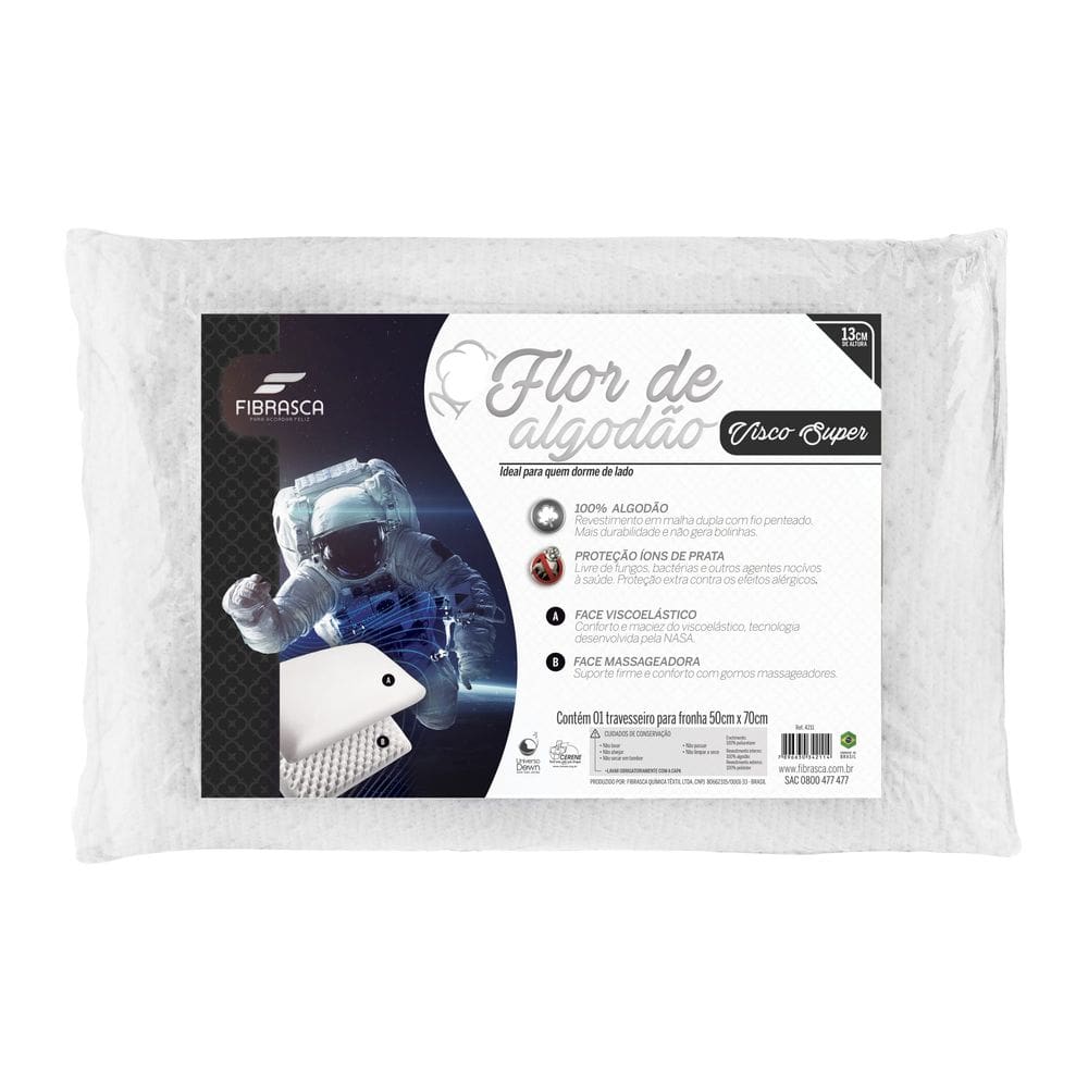 Travesseiro Flor de algodão Visco Super Nasa Fibrasca