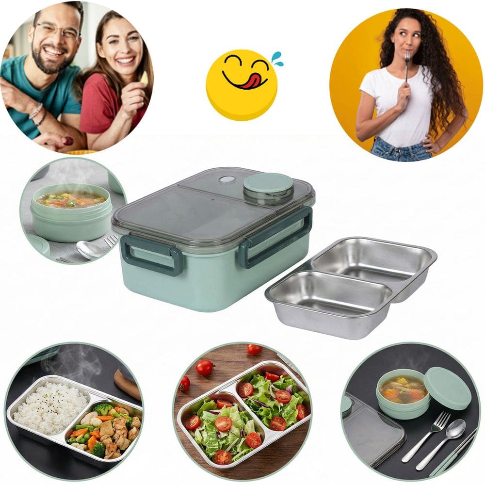 Pote Marmita Térmica Divisórias Talher Bandeja em Aço inox