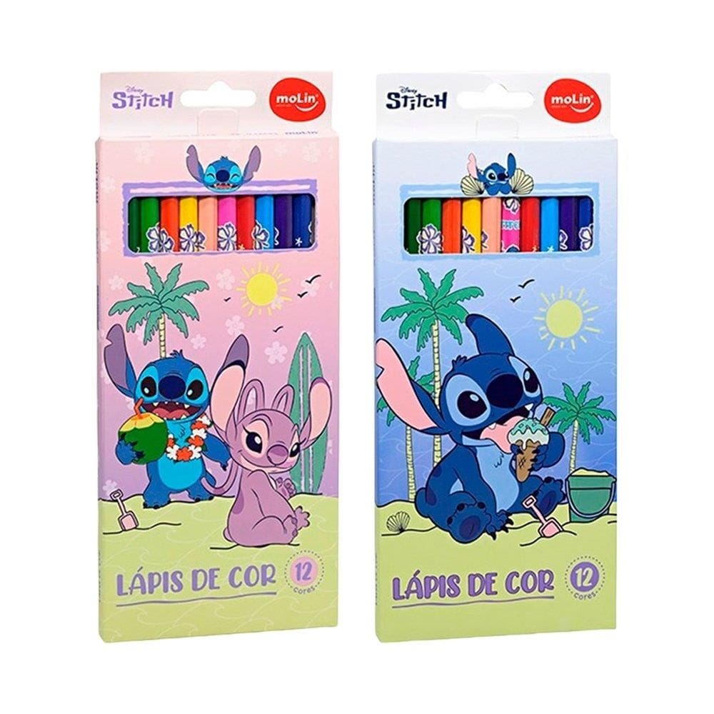 Lápis de Cor Molin Stitch - 6 Embalagens com 12 Cores