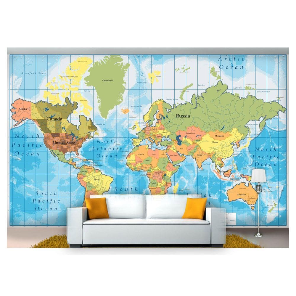 Papel De Parede Mapa Mundi Nmu03