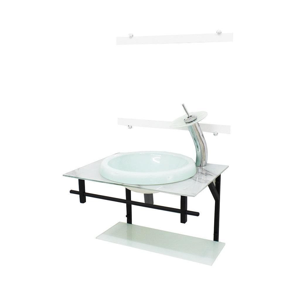 Gabinete De Vidro Para Banheiro 60Cm - Mármore Branco