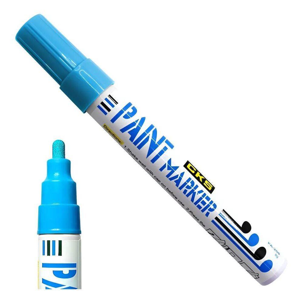 Caneta Permanente Cks: Metal, Vidro, Plástic Azul-Claro