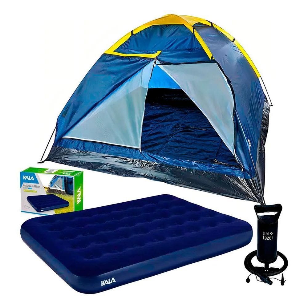 Barraca 4P Kala + Colchão Inflável Casal: Aventura Confortáv