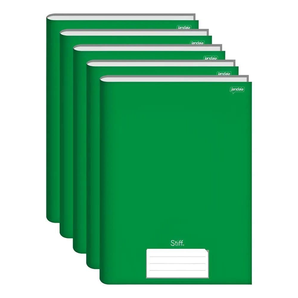 Kit 5 Cadernos Grande Capa Dura 96 Folhas Jan Verde