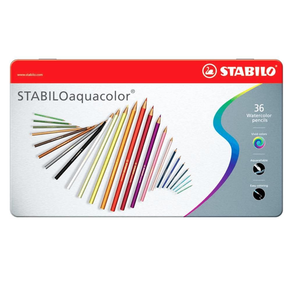 Lápis De Cor Artístico Stabilo Aquacolor Com 36 Cores