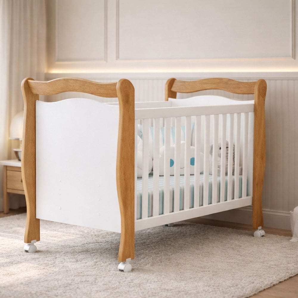 Berço Mini Cama Grade Móvel Alvin New Marrom/Branco