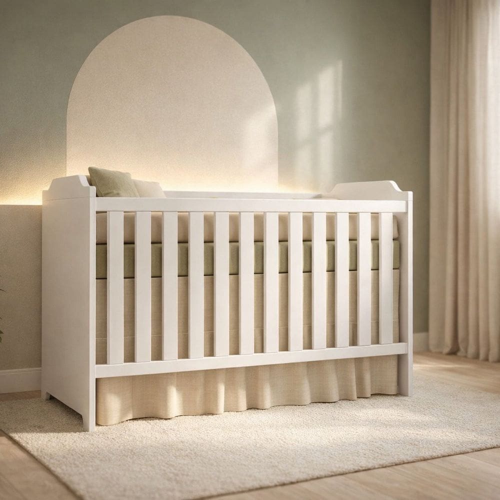 Berço Mini Cama para Quarto de Bebê Lara Branco