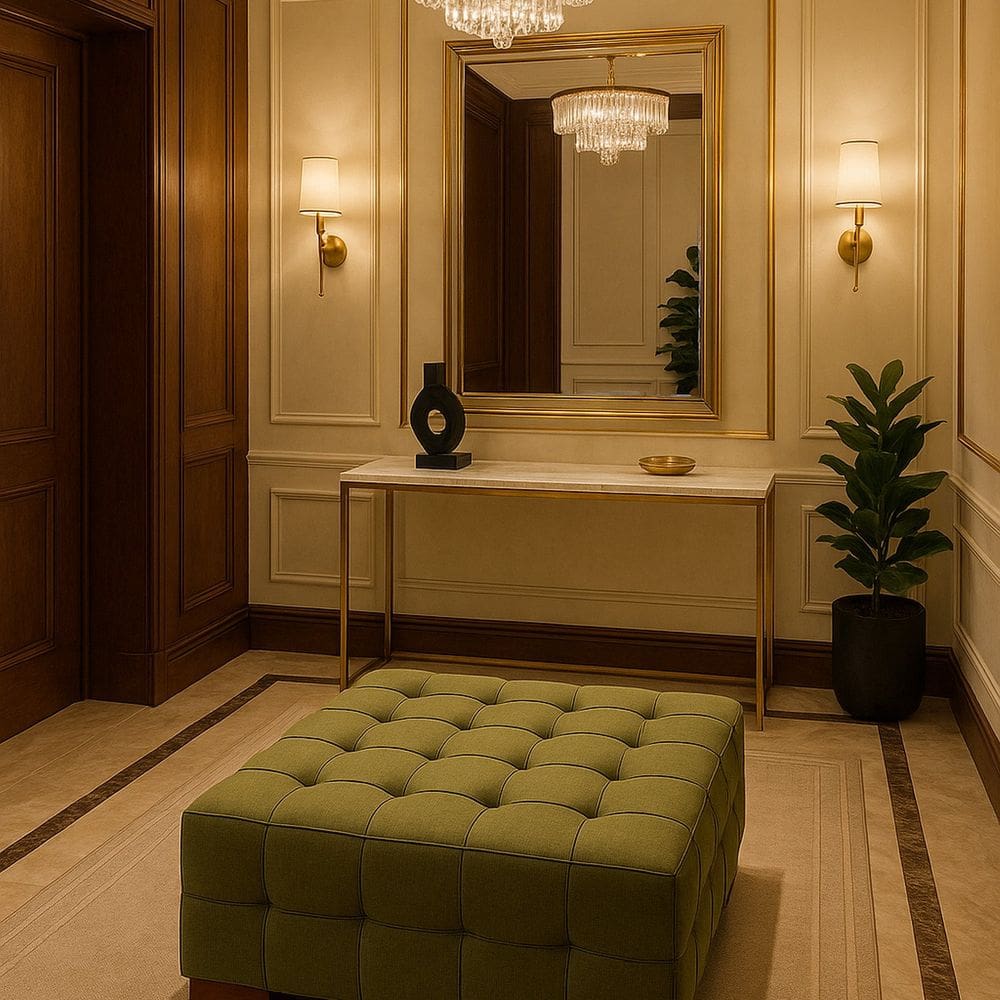 Puff para Sala de Estar Linho Karen Verde