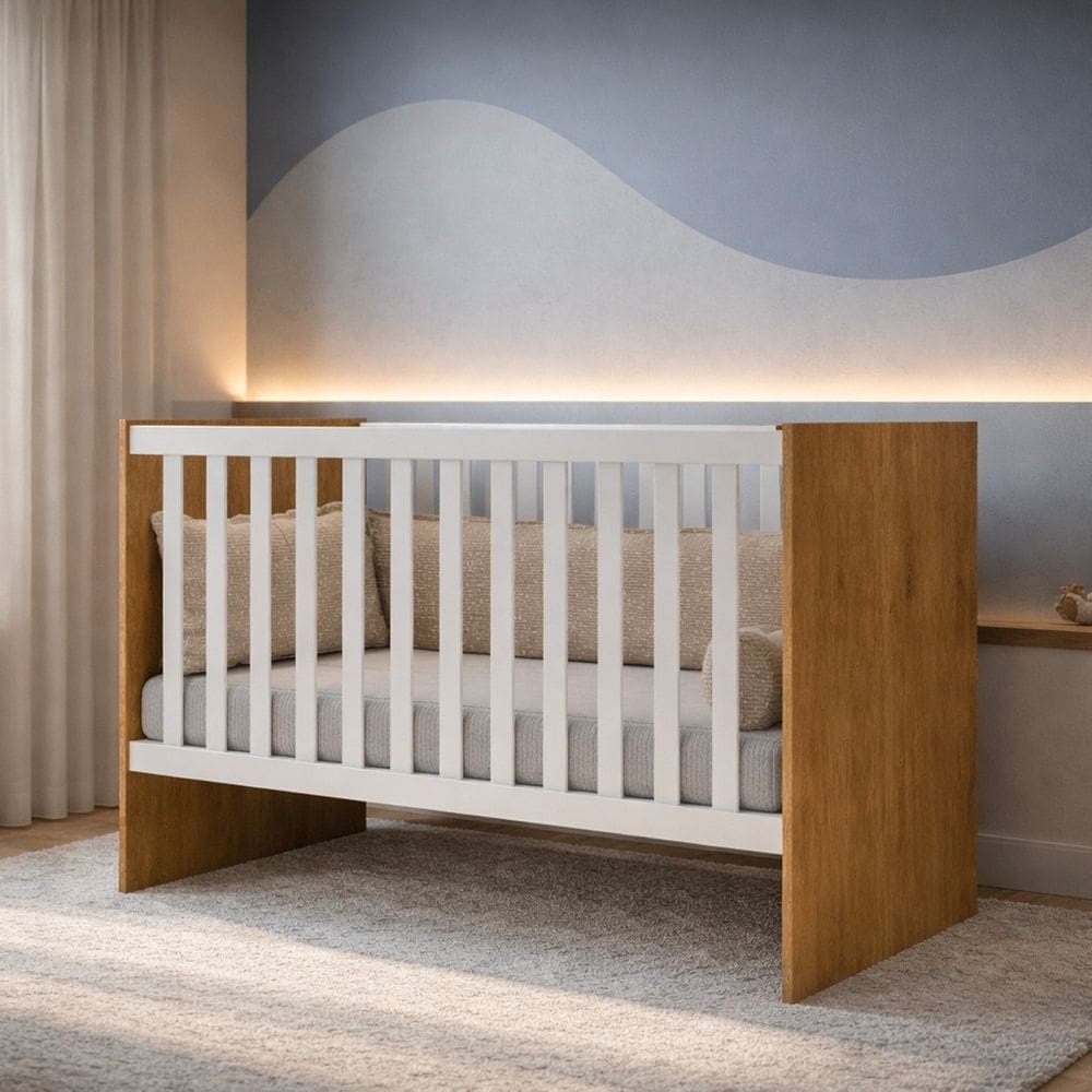 Berço Mini Cama Grade Móvel Giovana Marrom/Branco