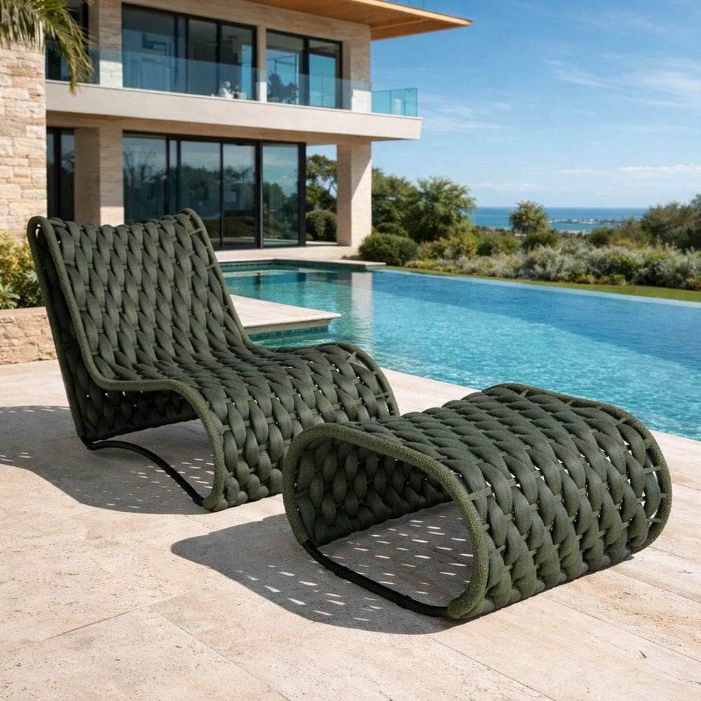 Conjunto 1 Poltrona e 1 Puff Ibiza Verde