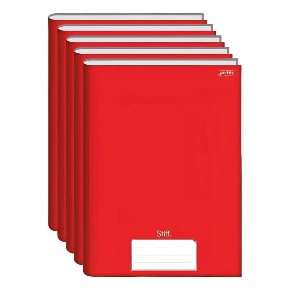 Kit 5 Cadernos Grande Capa Dura 96 Folhas Vermelho