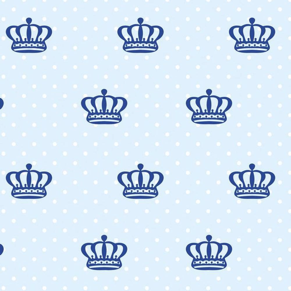 Papel De Parede Azul Claro E Coroa Azul Escuro Autocolante