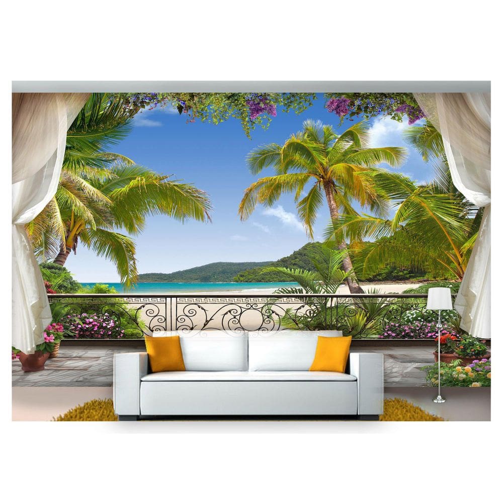 Papel De Parede Paisagem Digital Varanda 3D Dah06