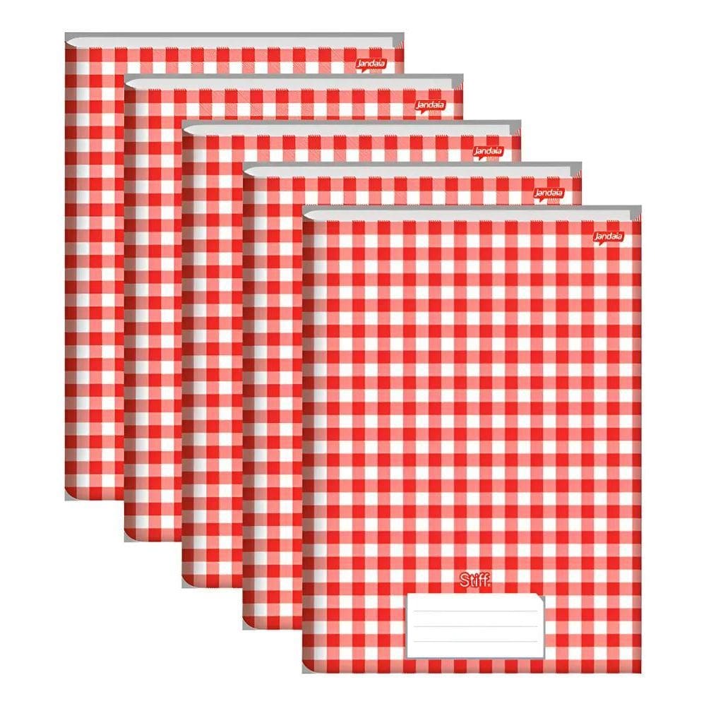 Kit 5 Cadernos Grande Capa Dura 96 Xadrex Vermelho