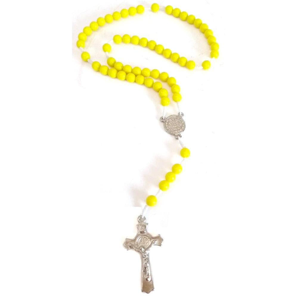 5 terços de são bento amarelo de bolso para rezar