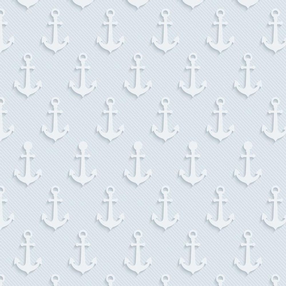 Papel De Parede Adesivo Azul Claro E Ancora Infantil Bebê