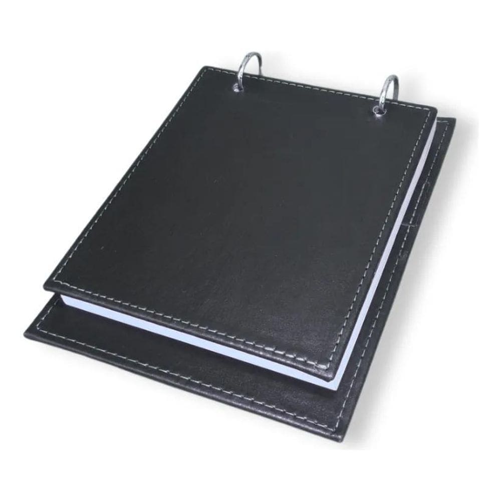 Caderneta Executiva Couro Com Argolas 150 Fls Pre Preto