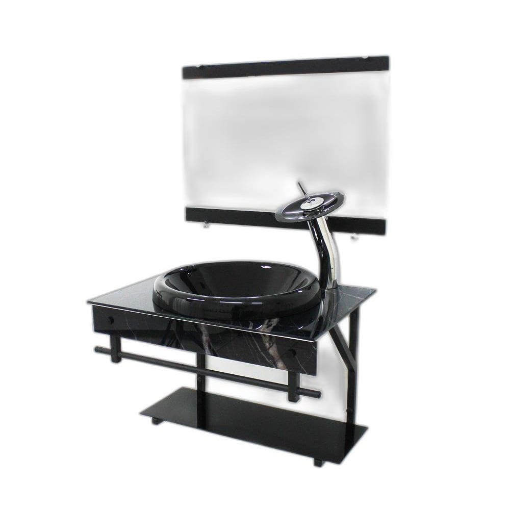Gabinete De Vidro Para Banheiro 60Cm - Mármore Preto