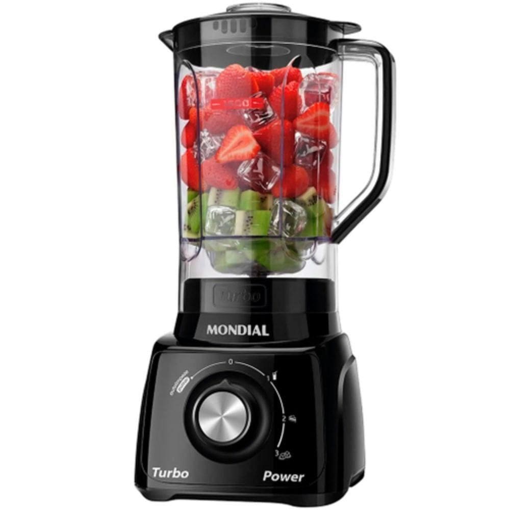 Liquidificador Mondial Turbo L-99FB Preto 3 Velocidades 500W com Filtro – 110V (1518-01)