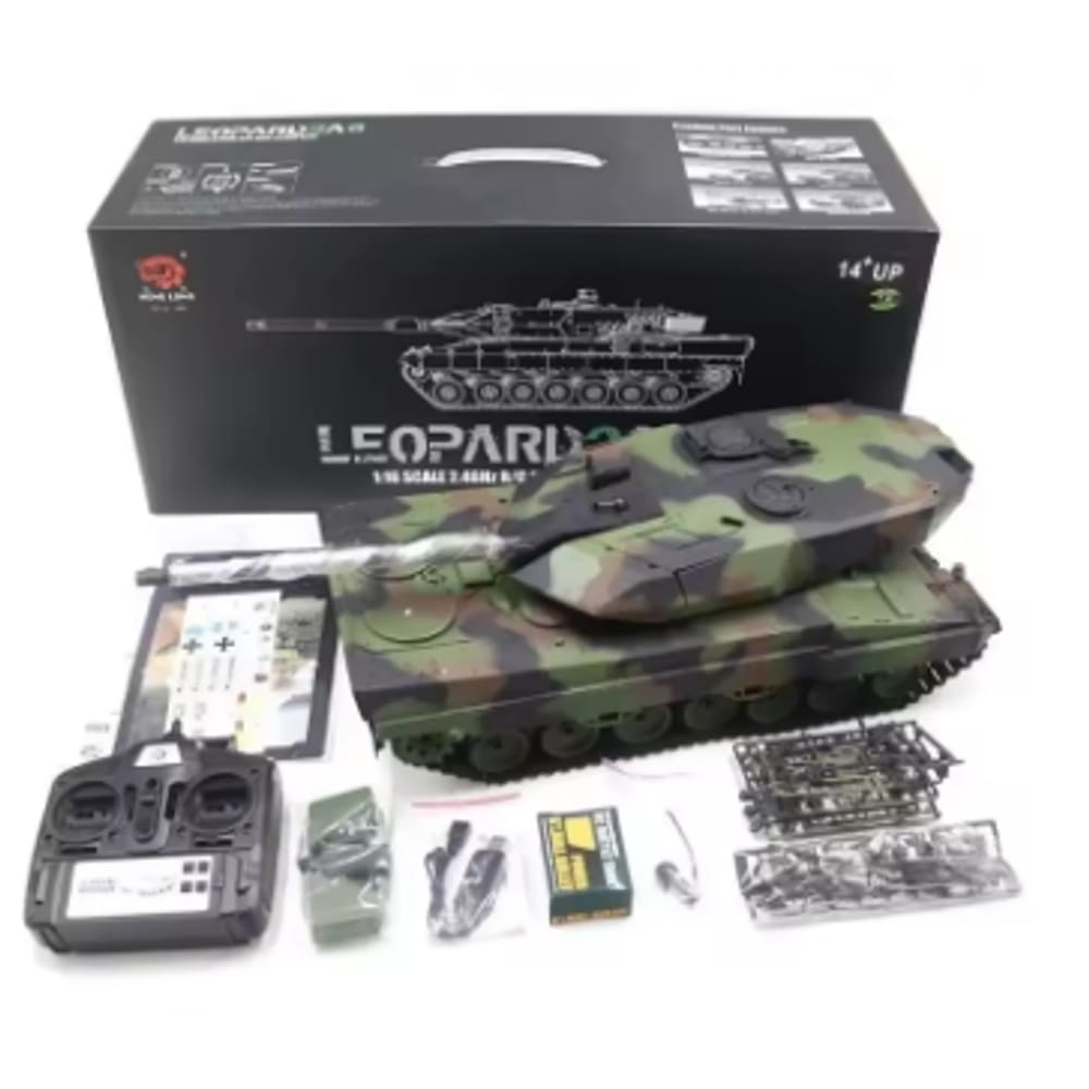 Tanque de Guerra 1:16 Heng Long Leopard 2A6 Camuflado