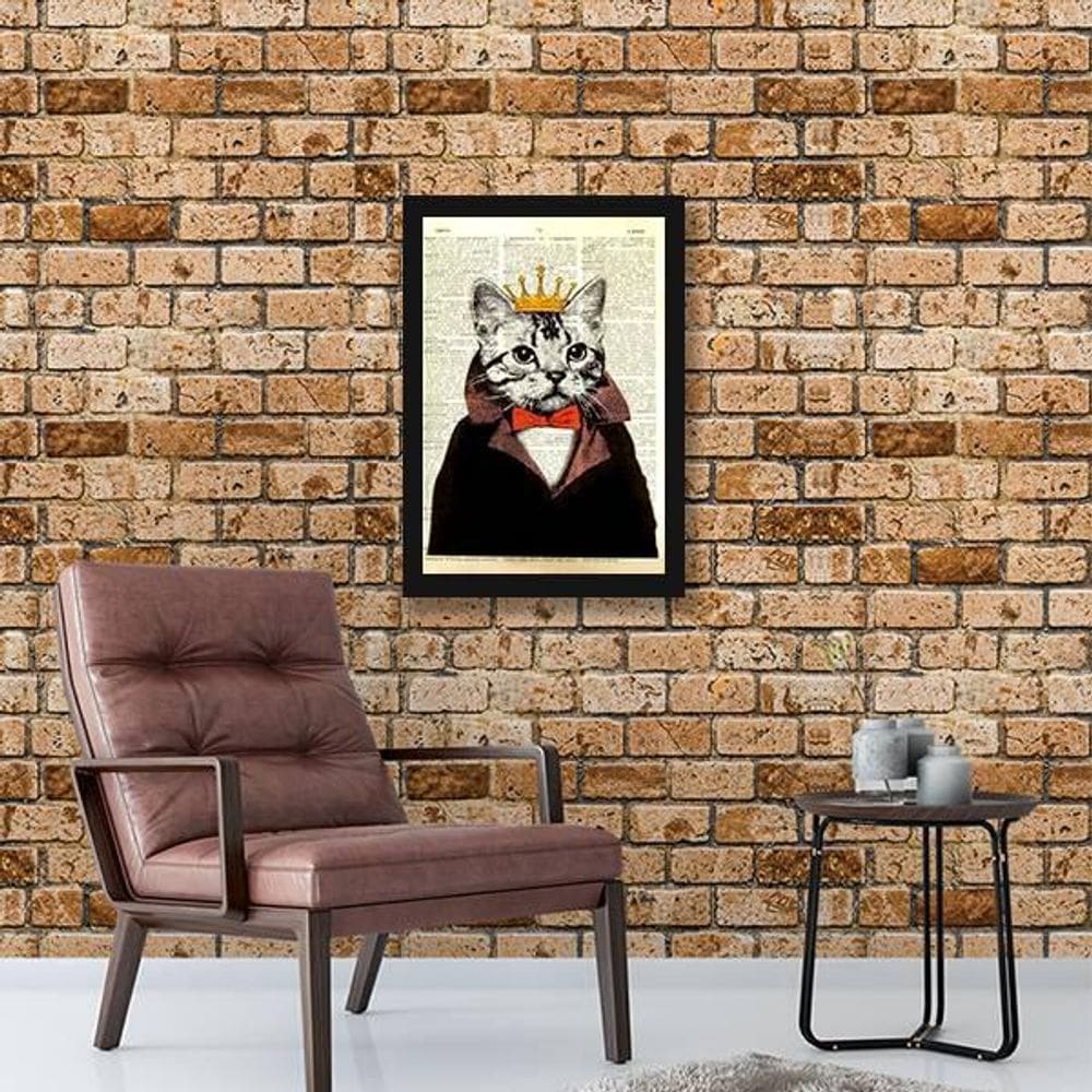 Quadro Decorativo Gato Rei 34x23cm