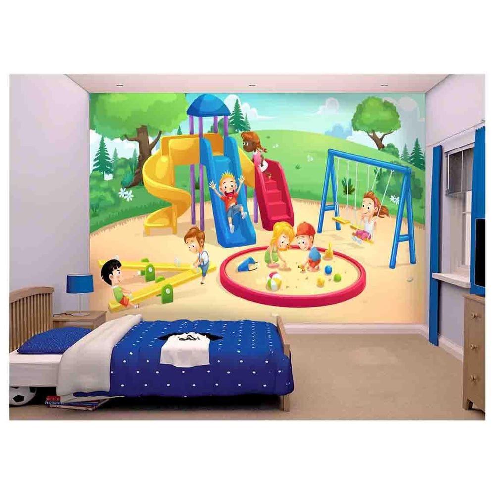 Papel De Parede Infantil Crianças Parquinho  Azs107