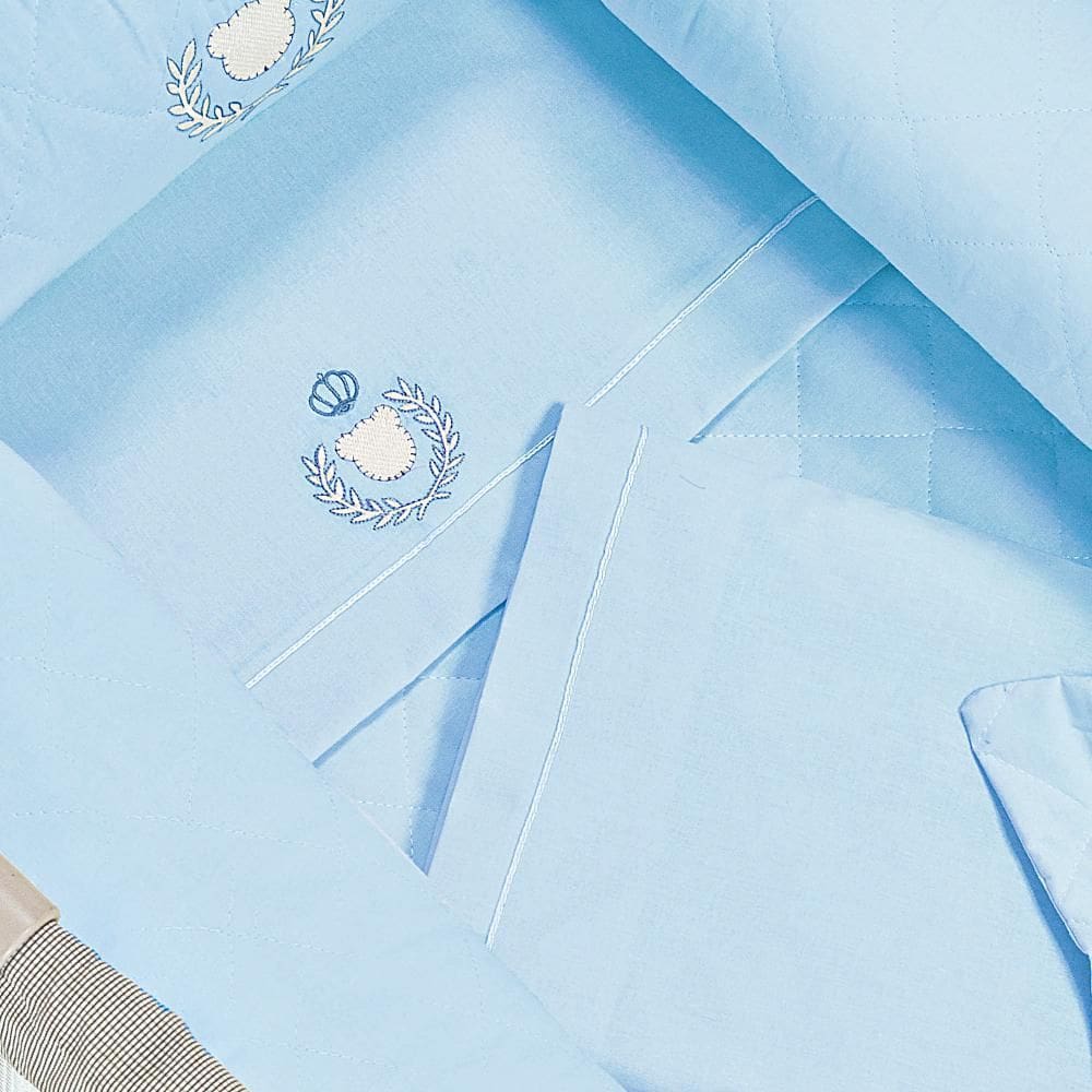 Jogo De Lençol Berço Desmontável 3 Peças Small Urso Azul