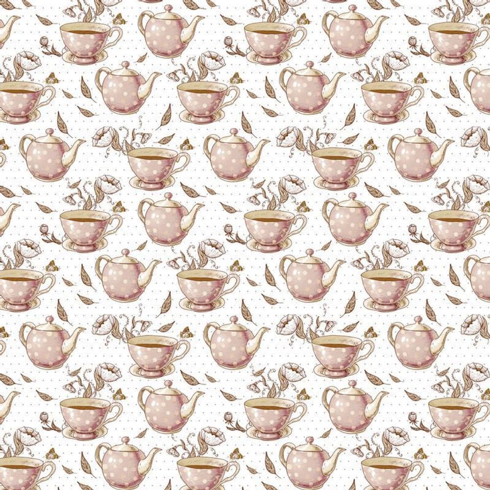 Papel De Parede Bule Xicara De Chá Decorativo Autocolante