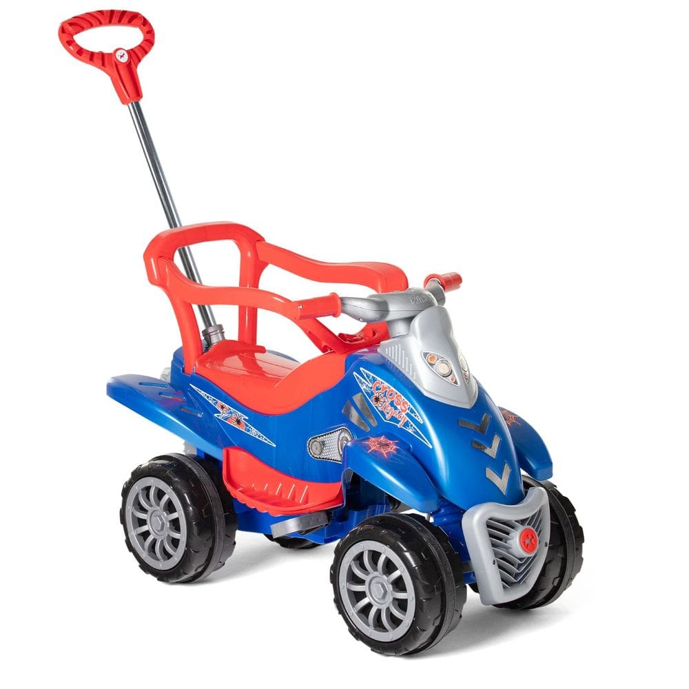 Carrinho Passeio Pedal Calesita Cross Legacy Azul 2 em 1 com Empurrador e Aro Protetor