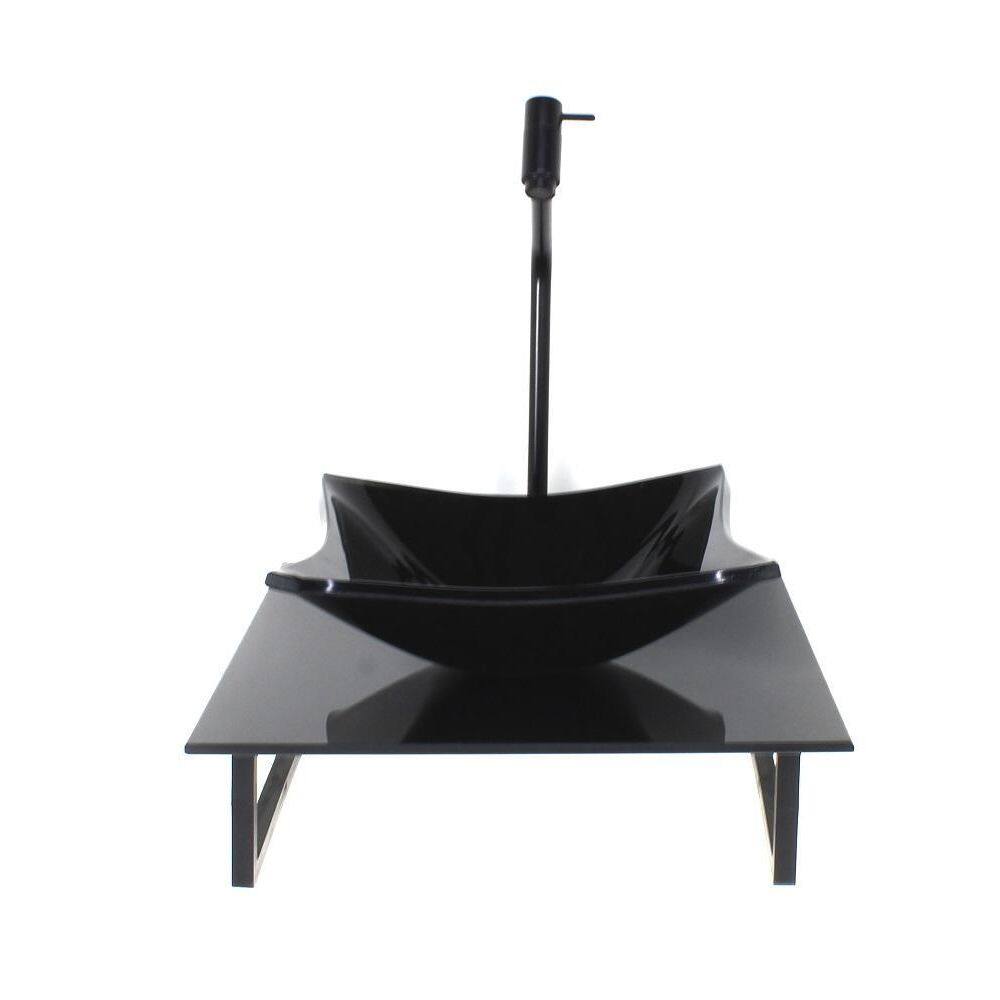 Kit Cuba Vidro Quadrada 10Mm Tampo Vidro 40Cm X 40Cm Preto