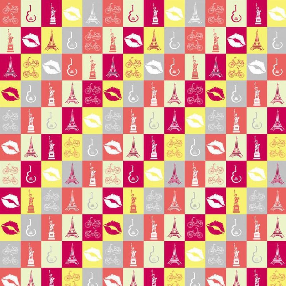 Papel Parede Beijo Estatua Liberdade Paris Bicicleta Violão