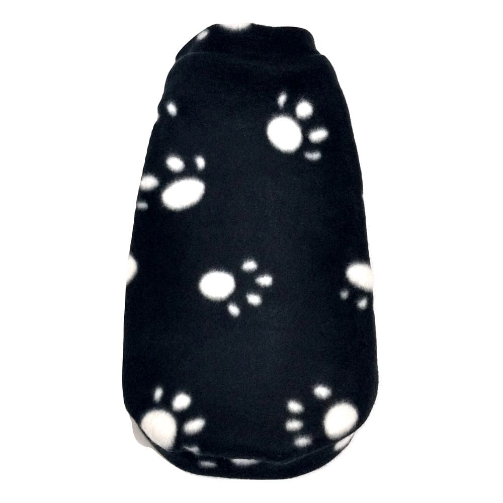 Roupa capa soft para cachorro preta patinhas branca GG